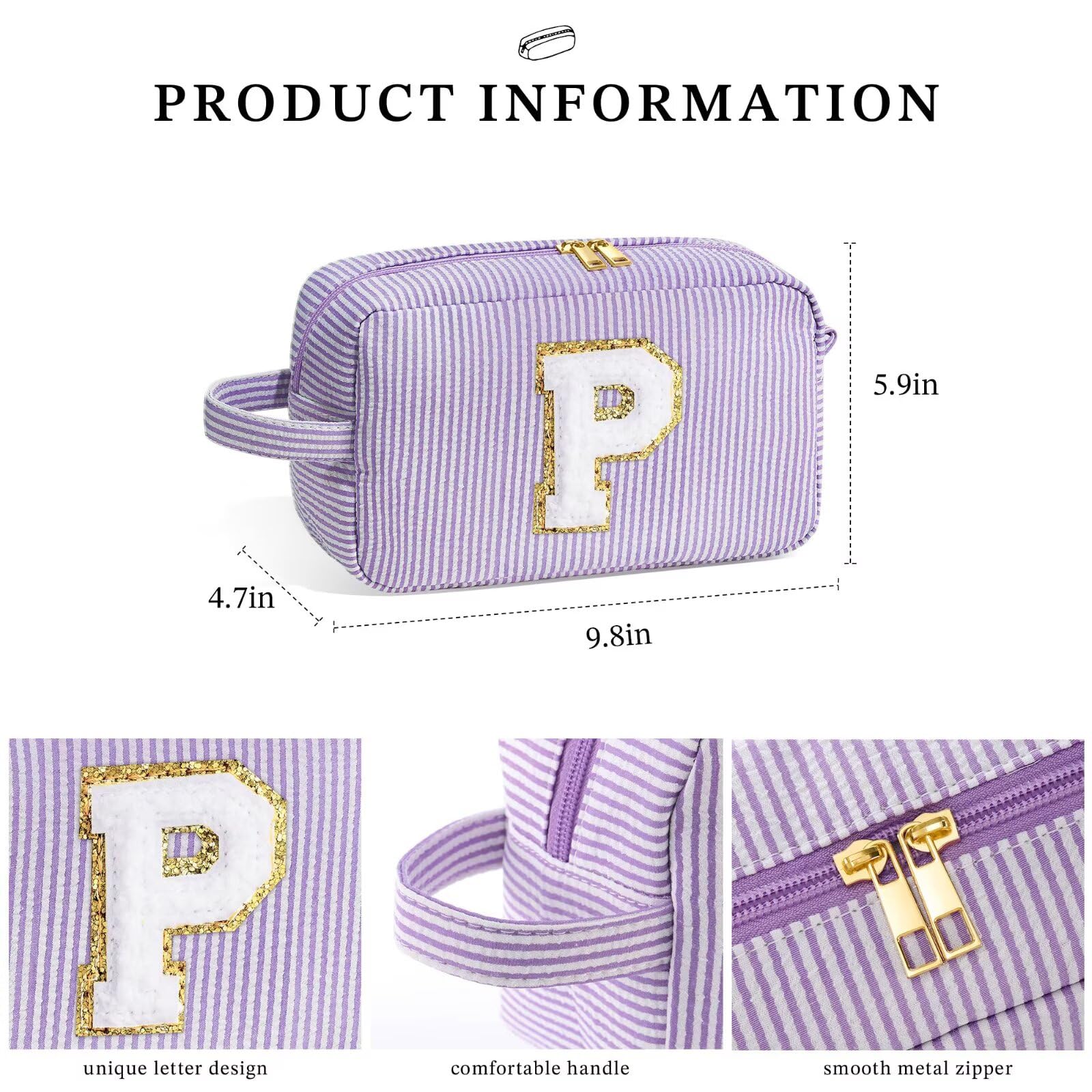 YOOLIFE initial makeup bag blue color option for easy color-coding