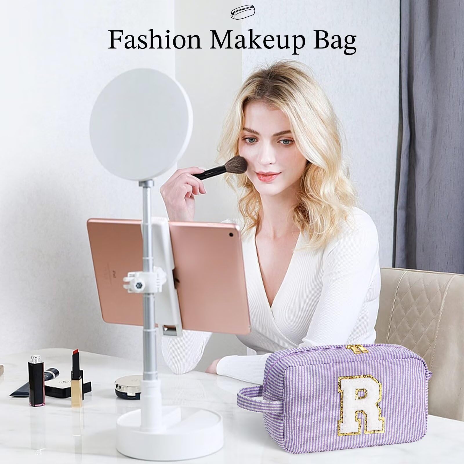 YOOLIFE initial makeup bag purple color option pairs with cute outfits