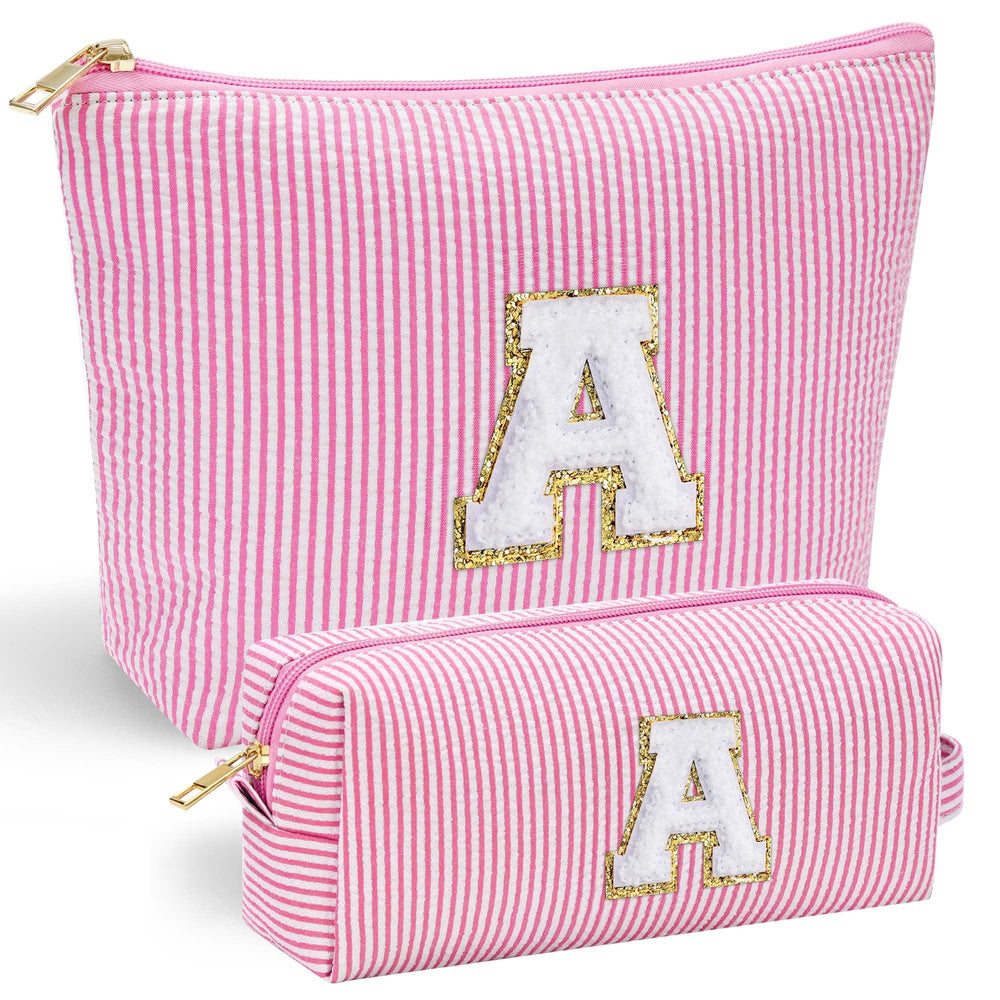 YOOLIFE initial makeup bag with chenille letter front for personalized style