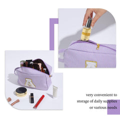 YOOLIFE monogram makeup bag offered in pink, blue, purple, black, green.