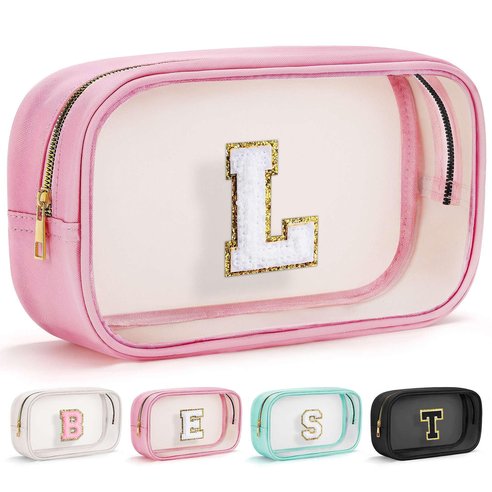 YOOLIFE pink makeup bag front view for easy travel organization.