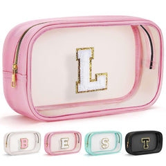 YOOLIFE pink makeup bag front view for easy travel organization.