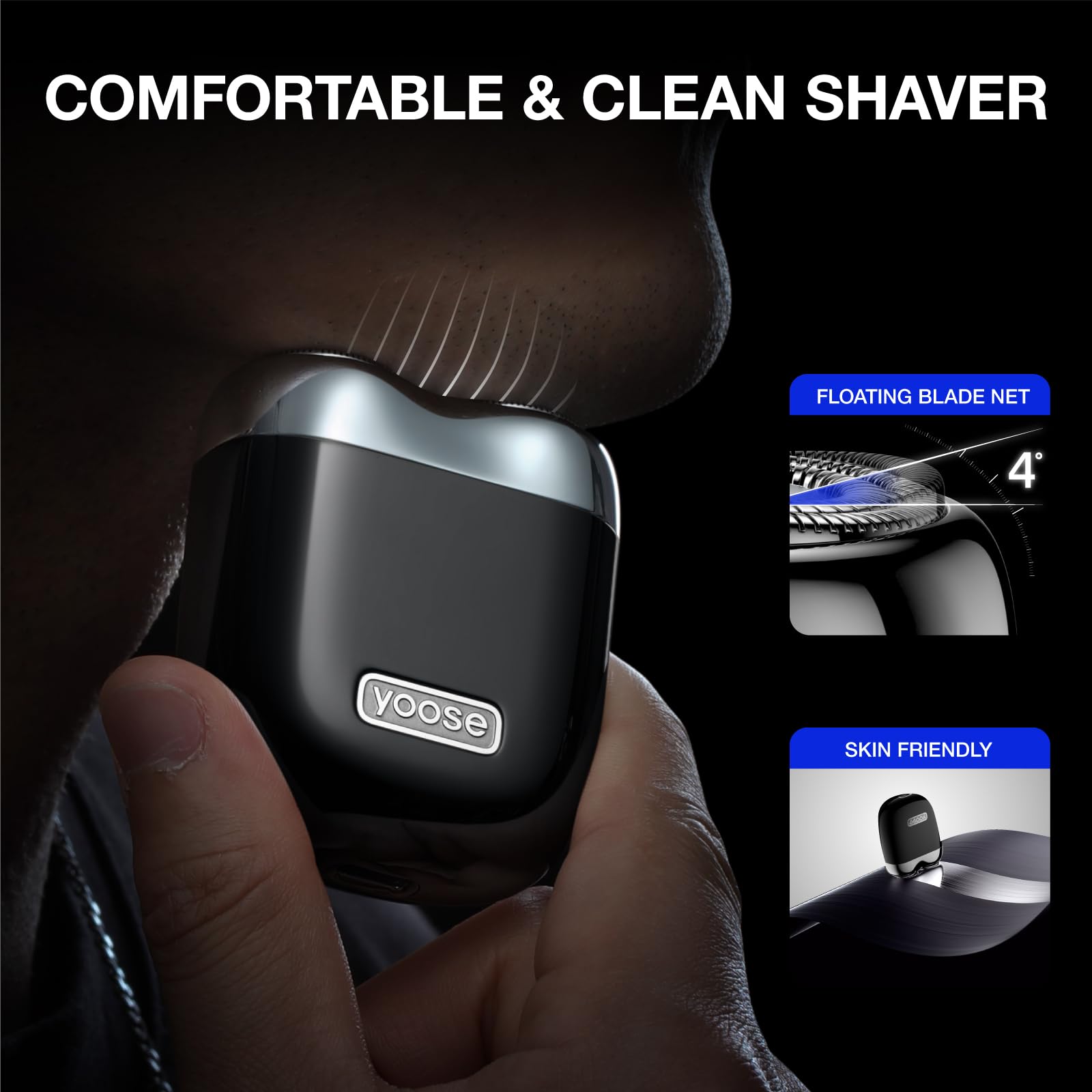 yoose Alloy Mini Shaver German steel blades maintain sharp performance over time.