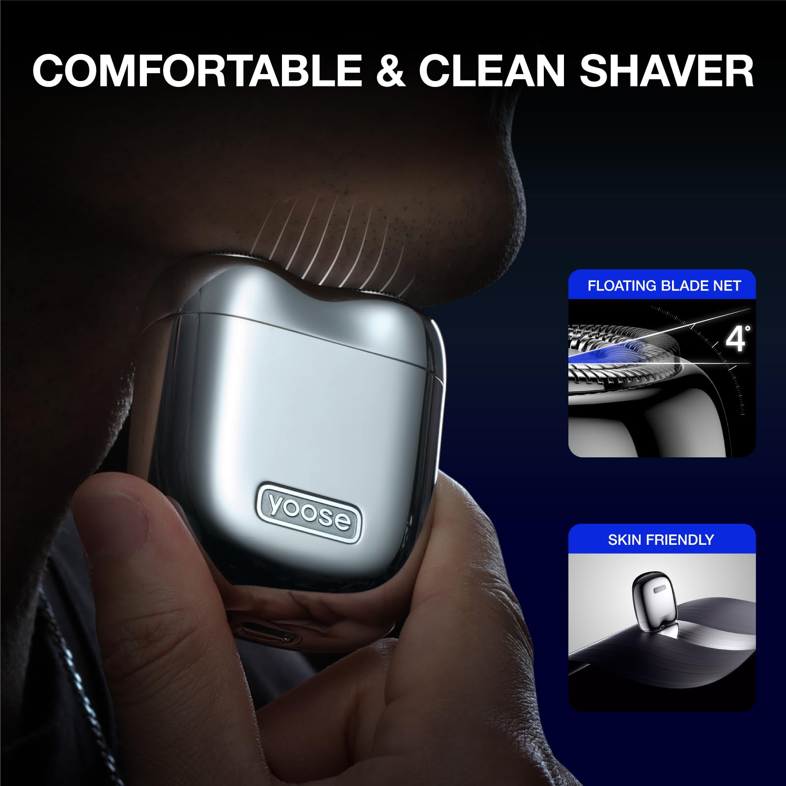 Yoose Alloy Mini Shaver magnetic detachable head enables quick cleaning.