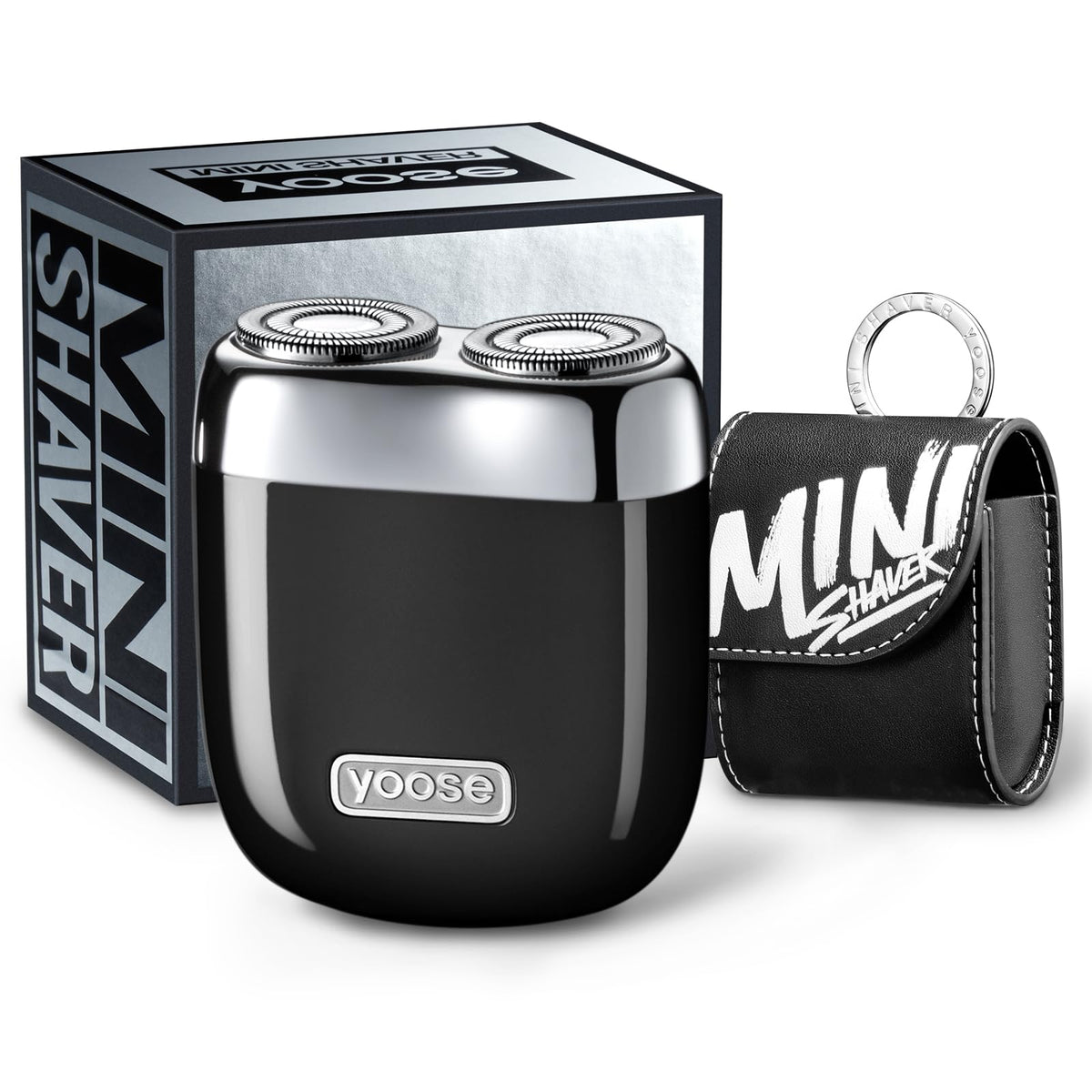 yoose Alloy Mini Shaver with travel case shows compact portability for on-the-go grooming.