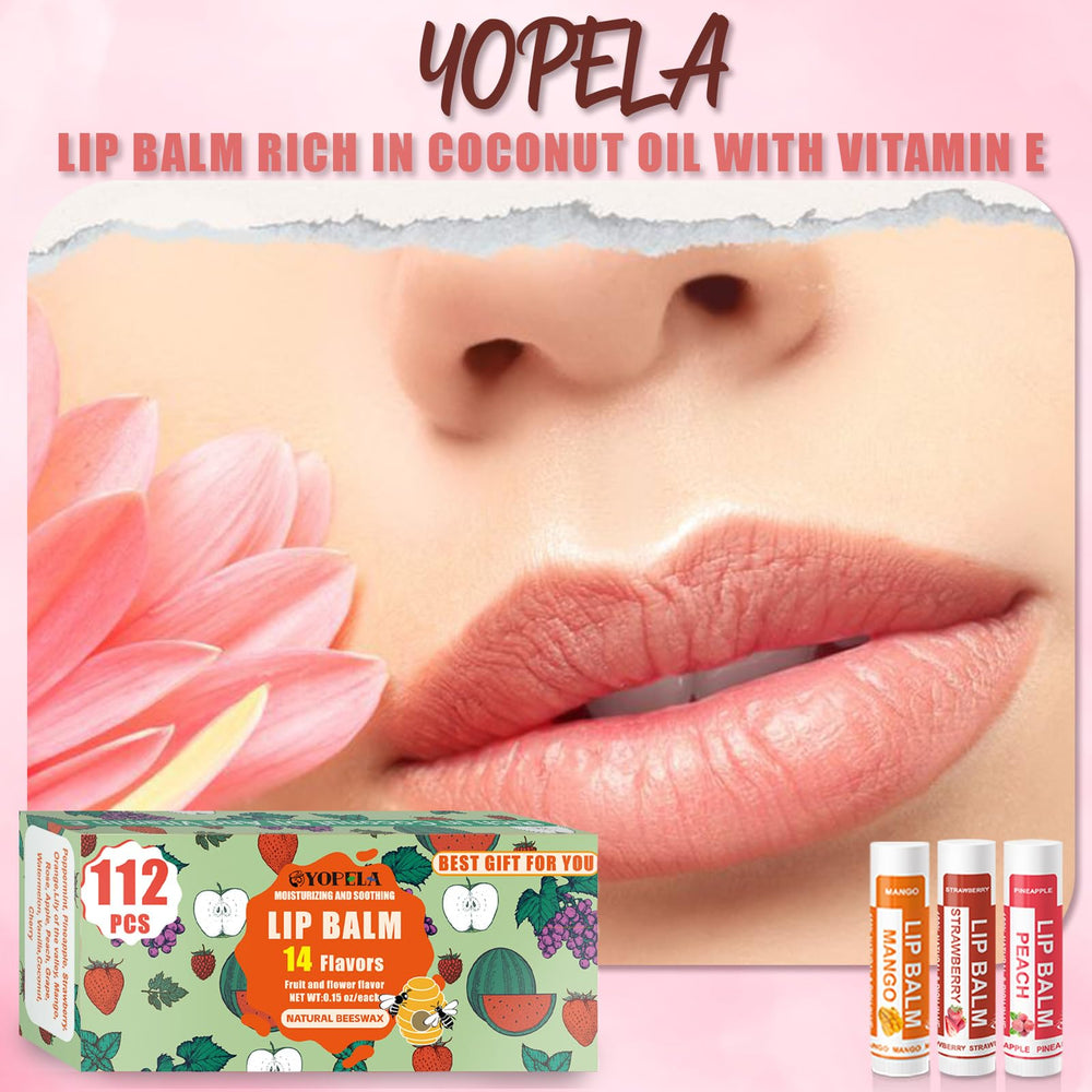 Yopela 14-flavor display showcases variety for daily lip care.