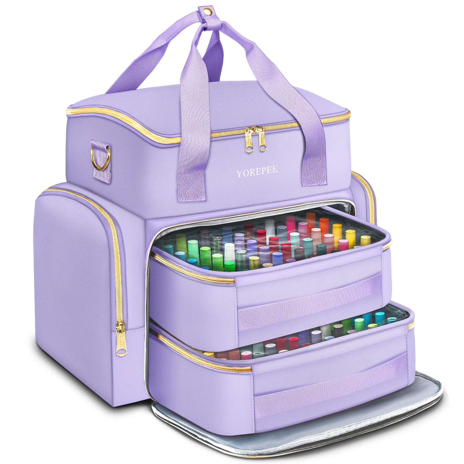 YOREPEK extra large nail polish organizer front view, showcasing ample bottle capacity for travel