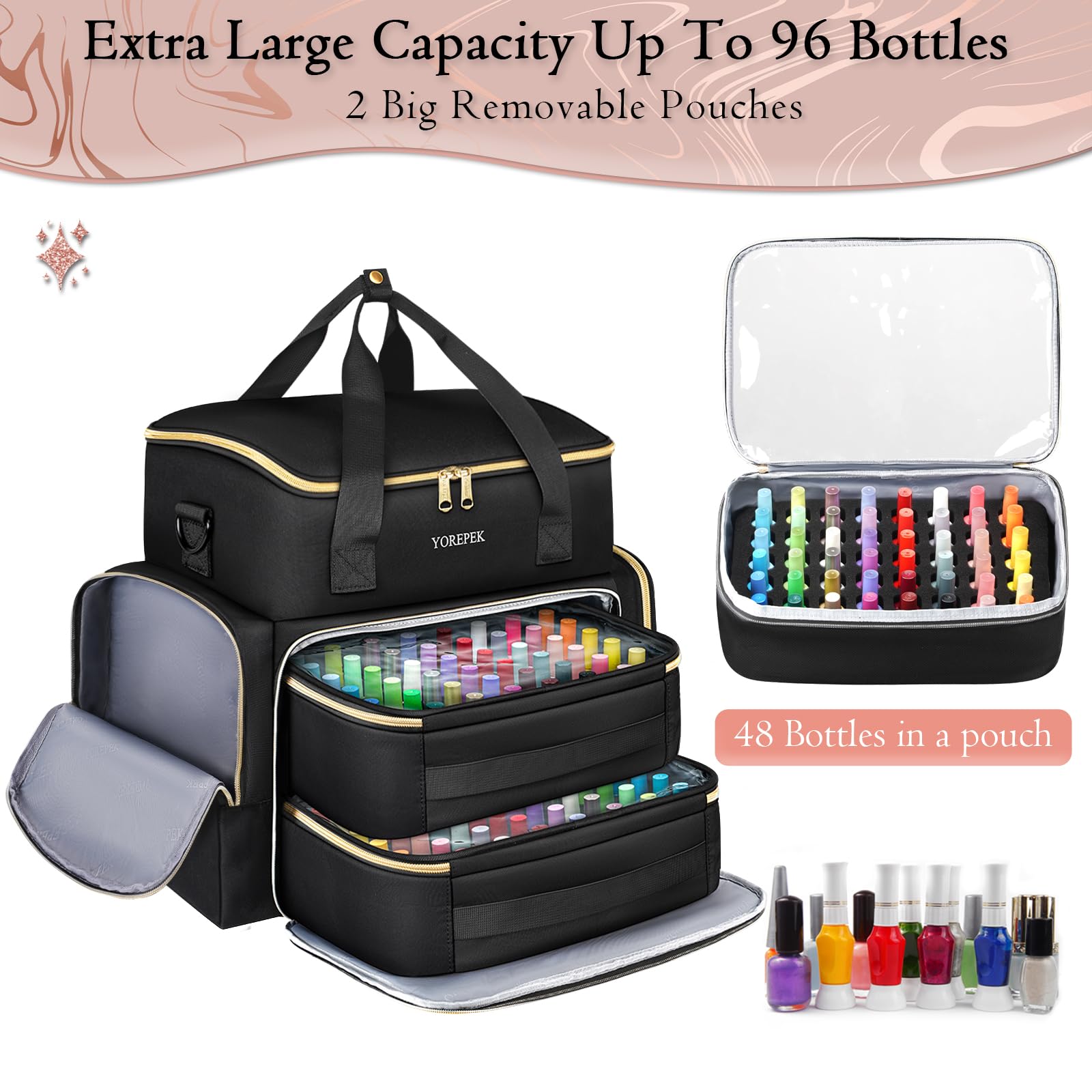 YOREPEK large-capacity case holding up to 96 bottles