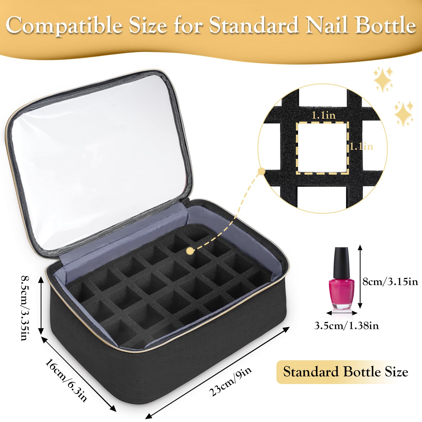 YOREPEK 72-bottle capacity highlight with full lineup of polishes ready to grab.