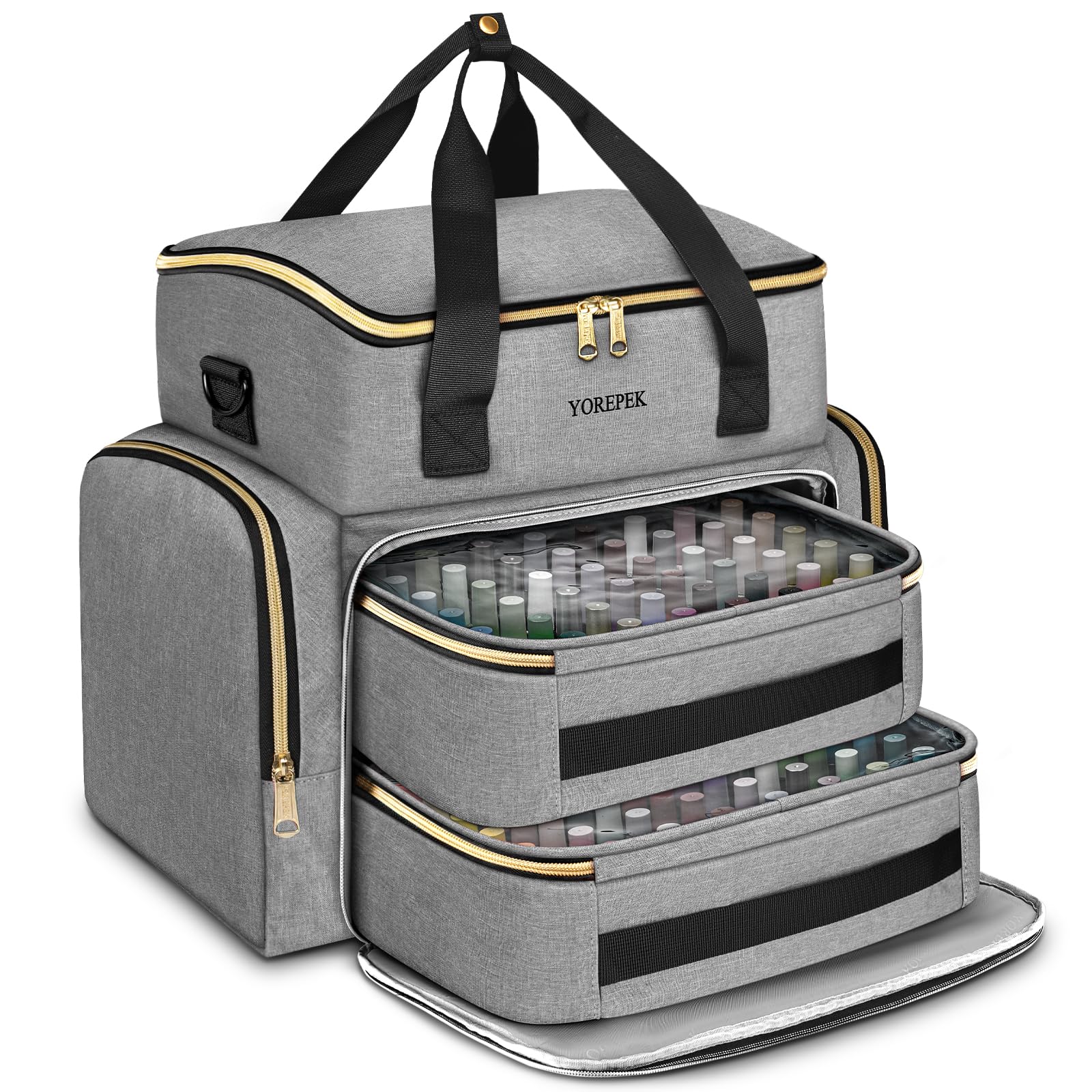 YOREPEK Nail Polish Organizer shows capacity up to 96 bottles for clutter-free storage