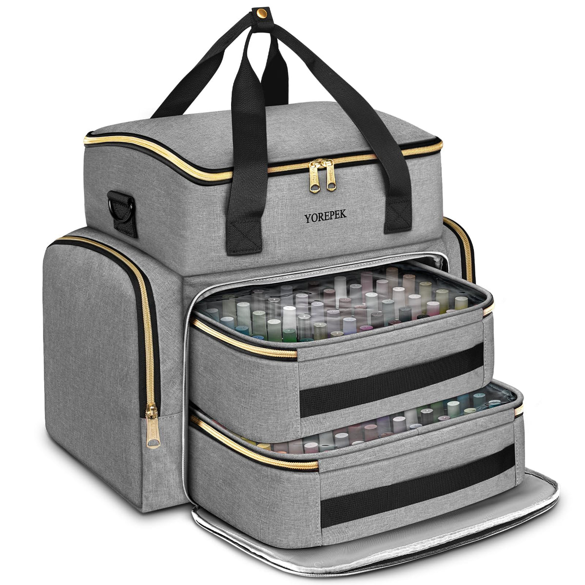 YOREPEK Nail Polish Organizer shows capacity up to 96 bottles for clutter-free storage