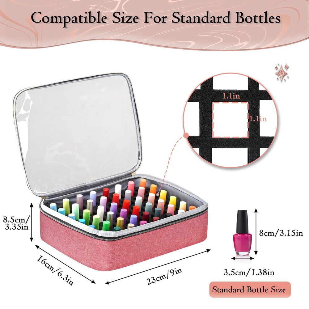 YOREPEK Nail Polish Organizer Case adjustable dividers customize space