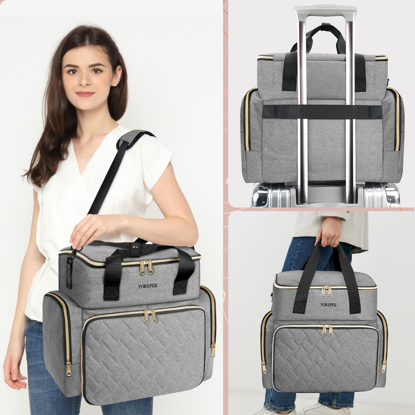 YOREPEK Nail Polish Organizer three carry options for travel with luggage strap
