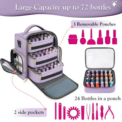 YOREPEK nail polish organizer detachable pouches for reconfiguration.