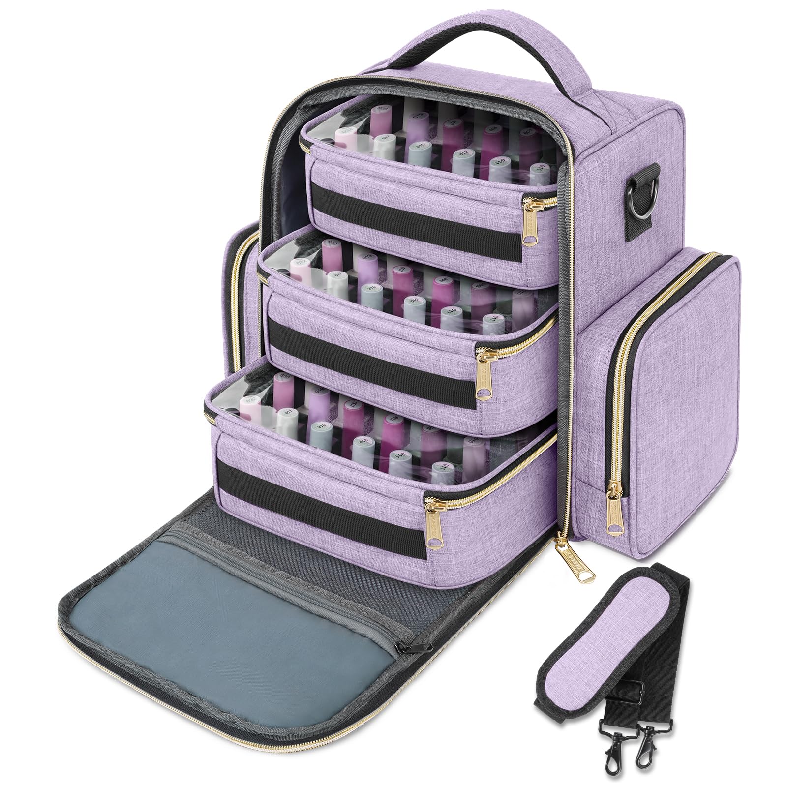 YOREPEK nail polish organizer converts to makeup bag for cosmetics.