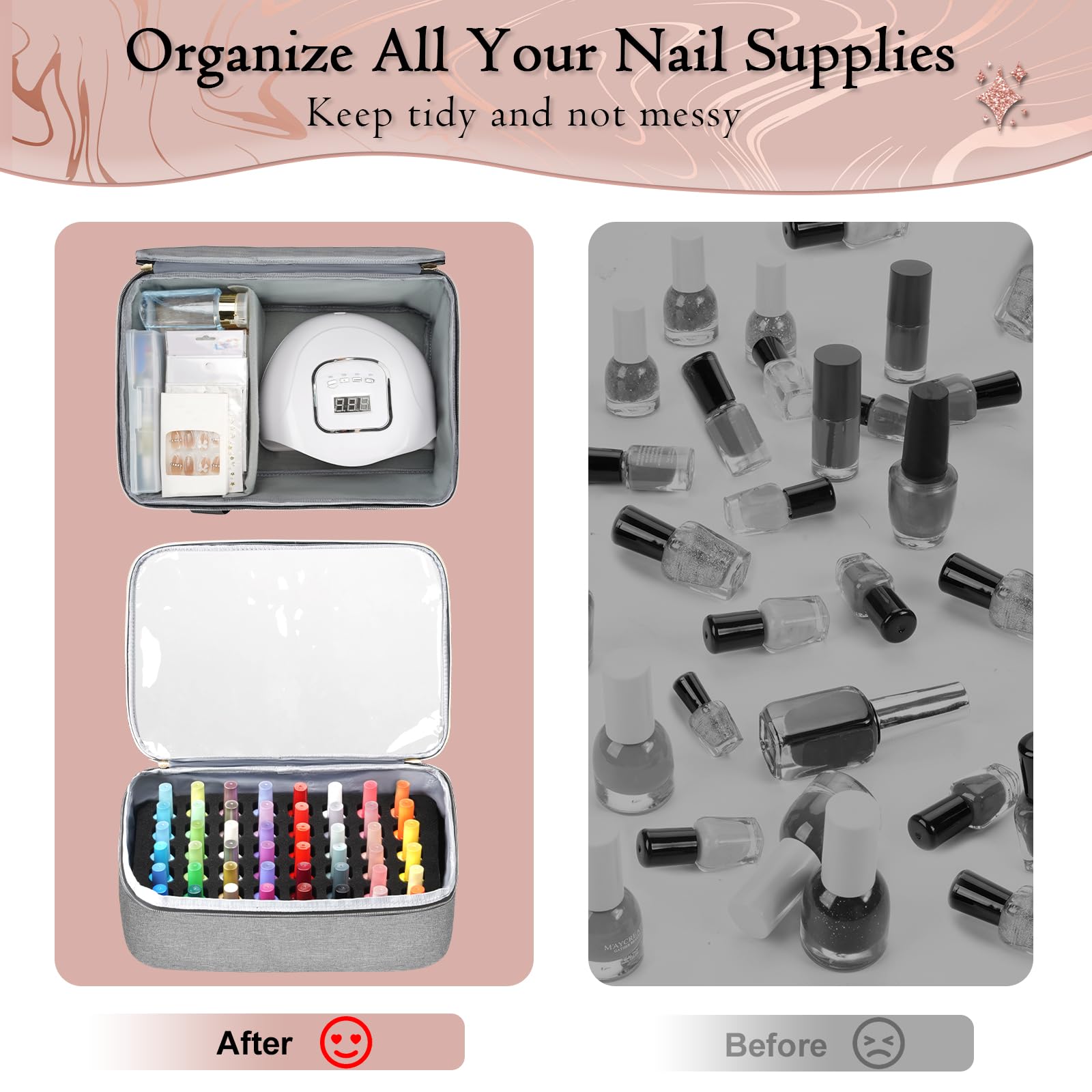 YOREPEK Nail Polish Organizer mesh pocket stores brushes and tools