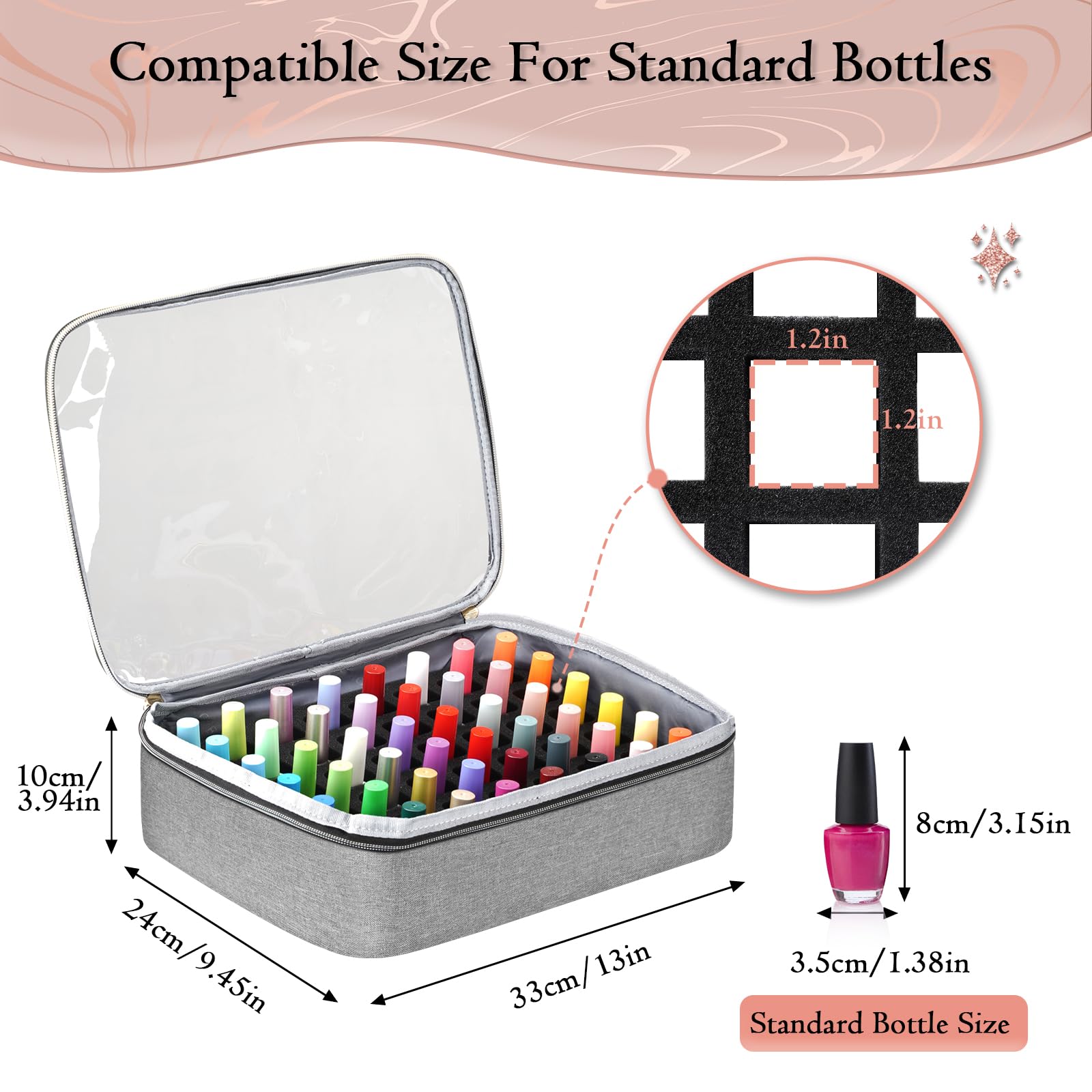 YOREPEK Nail Polish Organizer removable pouches organize bottles by color or size