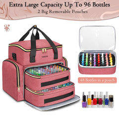 YOREPEK Nail Polish Organizer Case removable pouches for portable setup