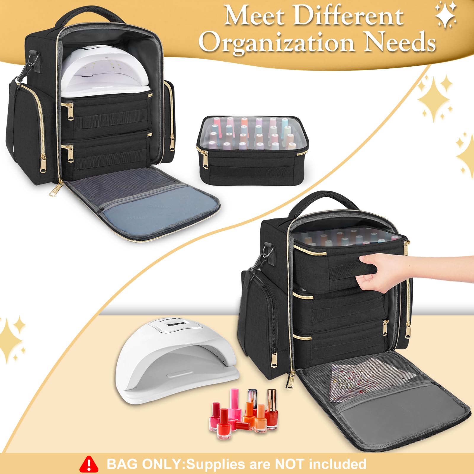 YOREPEK removable sponge compartments help protect delicate bottles during travel.