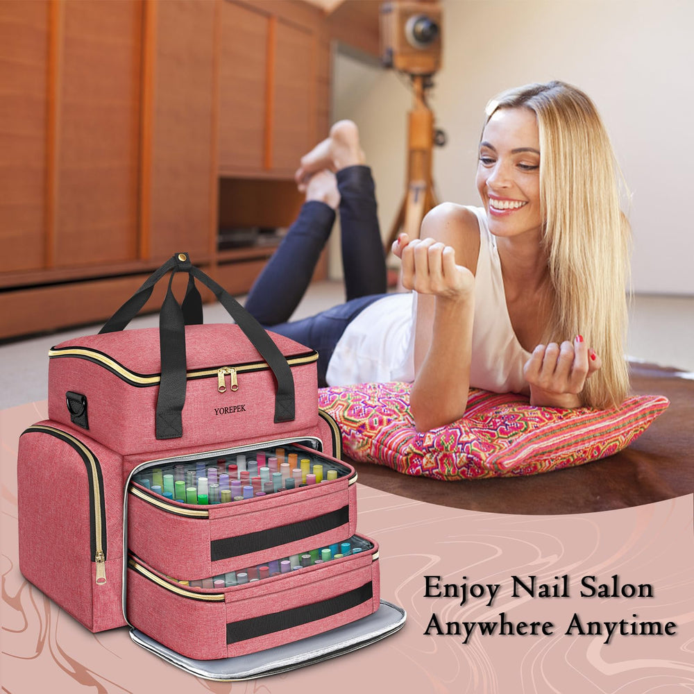 YOREPEK Nail Polish Organizer Case soft padding protects delicate polishes
