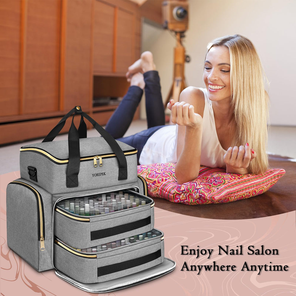 YOREPEK Nail Polish Organizer soft padding protects bottles during transit