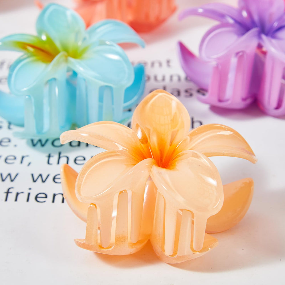 YosaiHom Hawaiian flower claw clip Blue ideal for beach days and casual updos