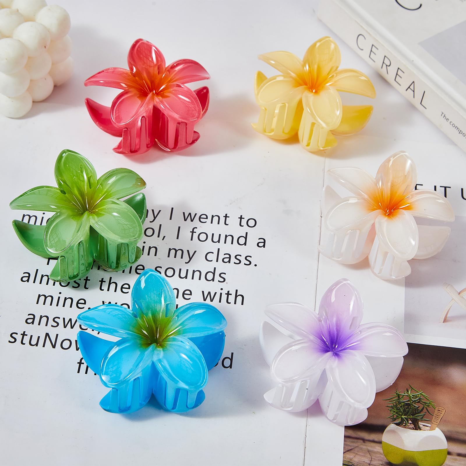 YosaiHom Hawaiian flower claw clip Green suitable for everyday wear