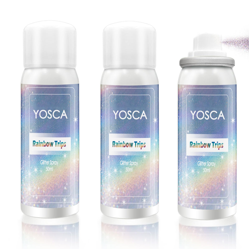 Yosca glitter spray 3pack bottles for portable shimmer on the go