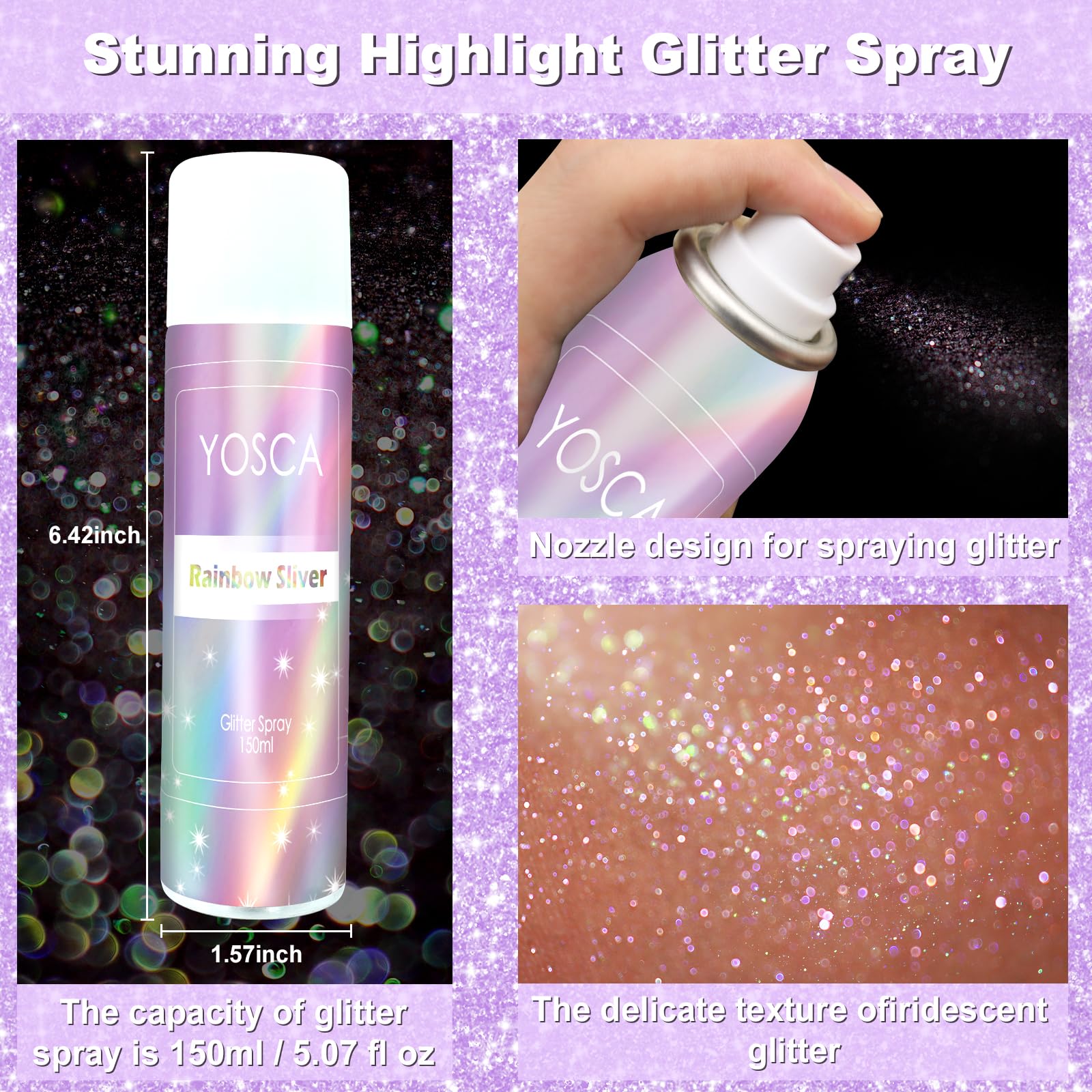 YOSCA glitter spray on clothing delivers eye-catching shimmer.