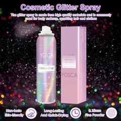 YOSCA glitter spray on hair creates radiant sparkle for styling.