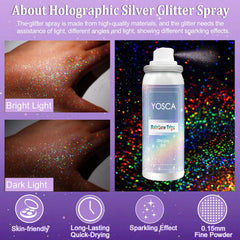 Yosca glitter spray on skin delivers radiant, subtle glow