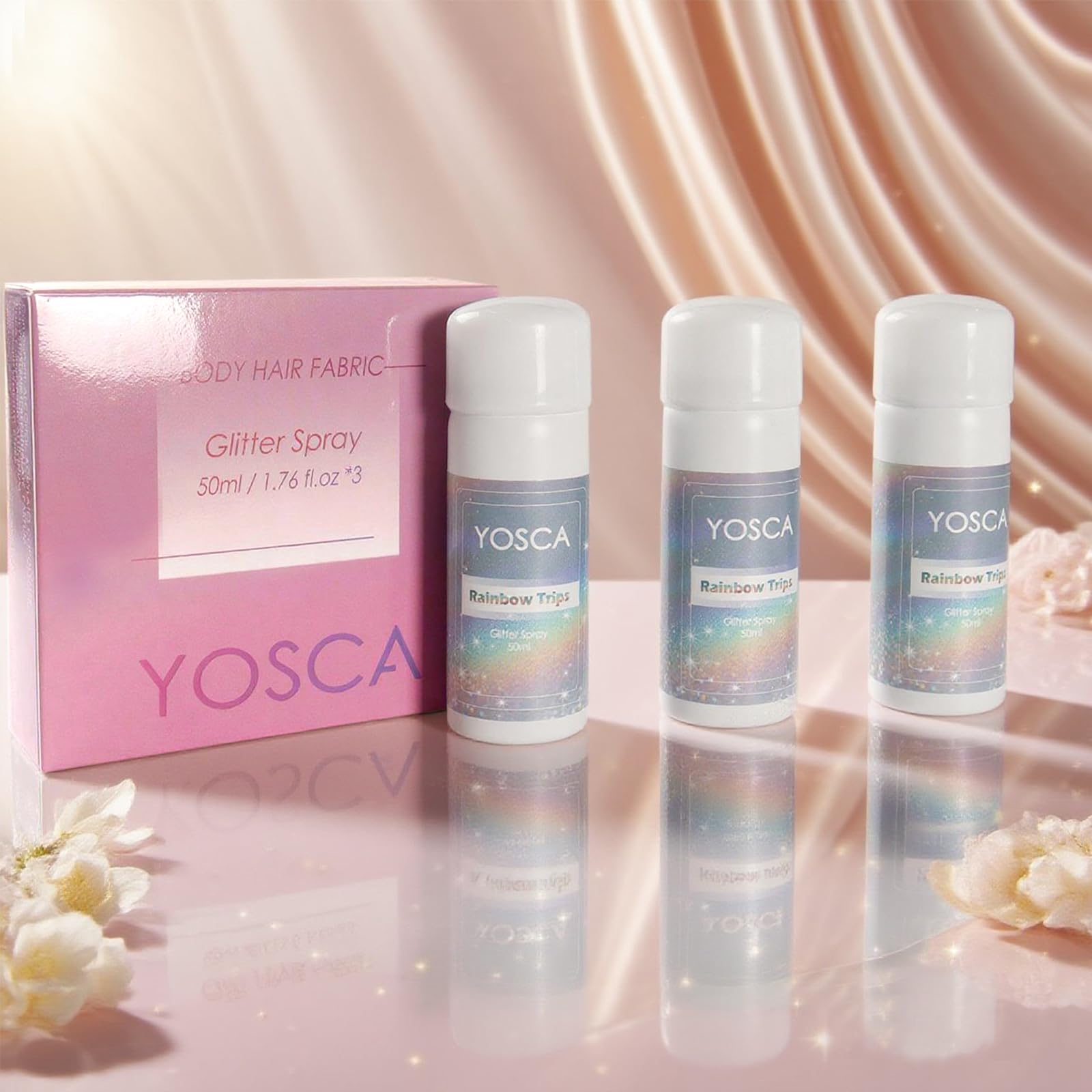 Yosca glitter spray removal with water or soap for easy cleanup