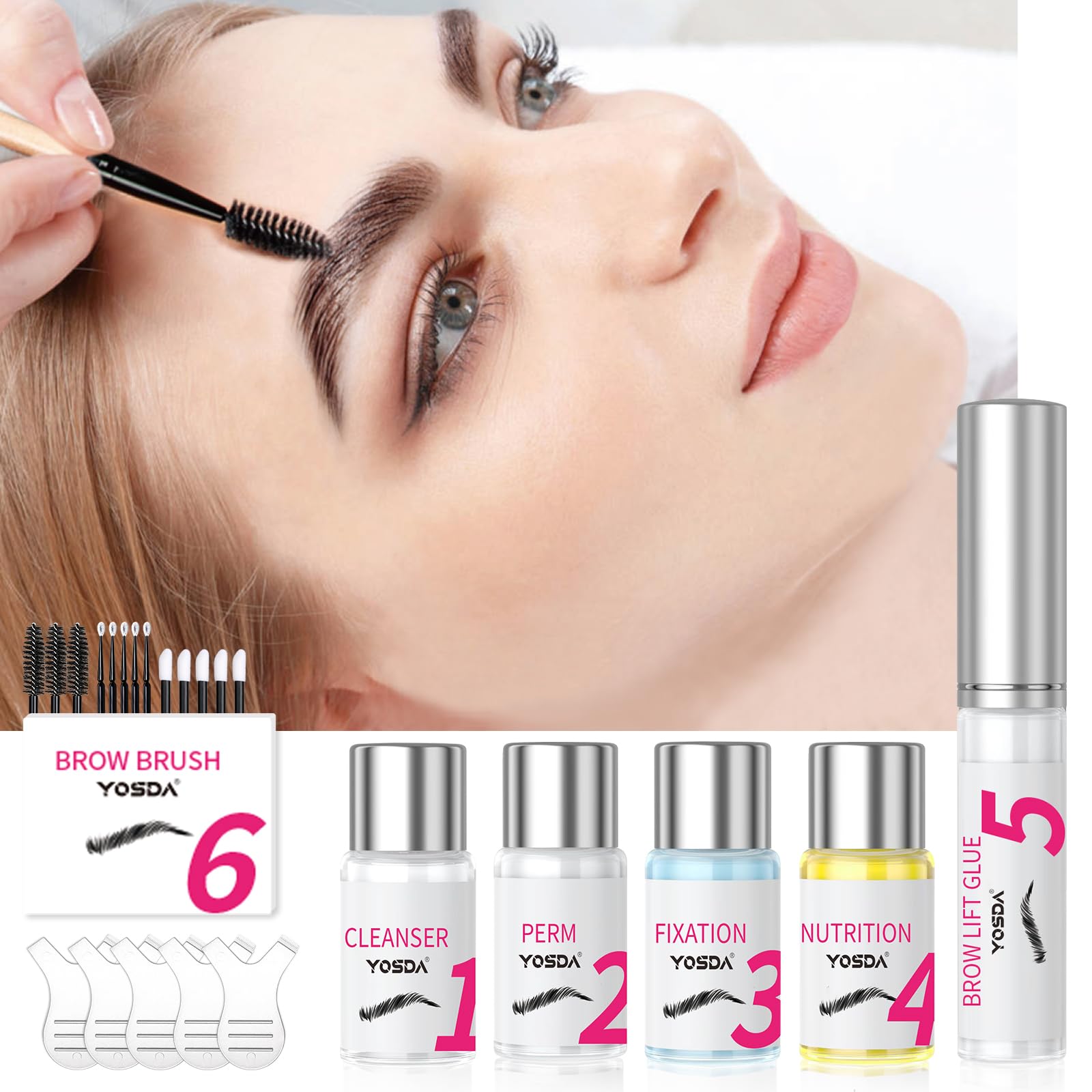 YOSDA brow lamination steps guide for quick, natural lift at home.