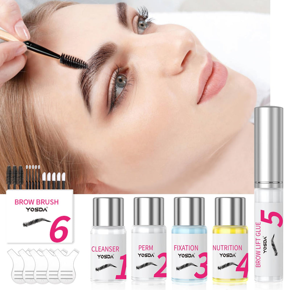 YOSDA brow lamination steps guide for quick, natural lift at home.