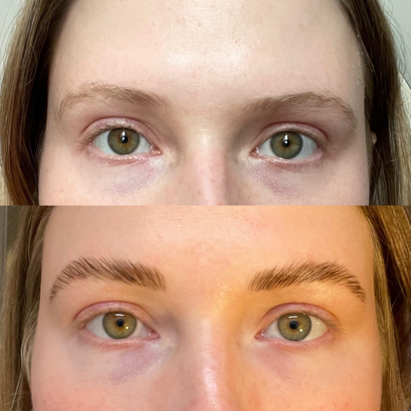 YOSDA brow lift fluffy brows close-up showing 3D fullness and shine.