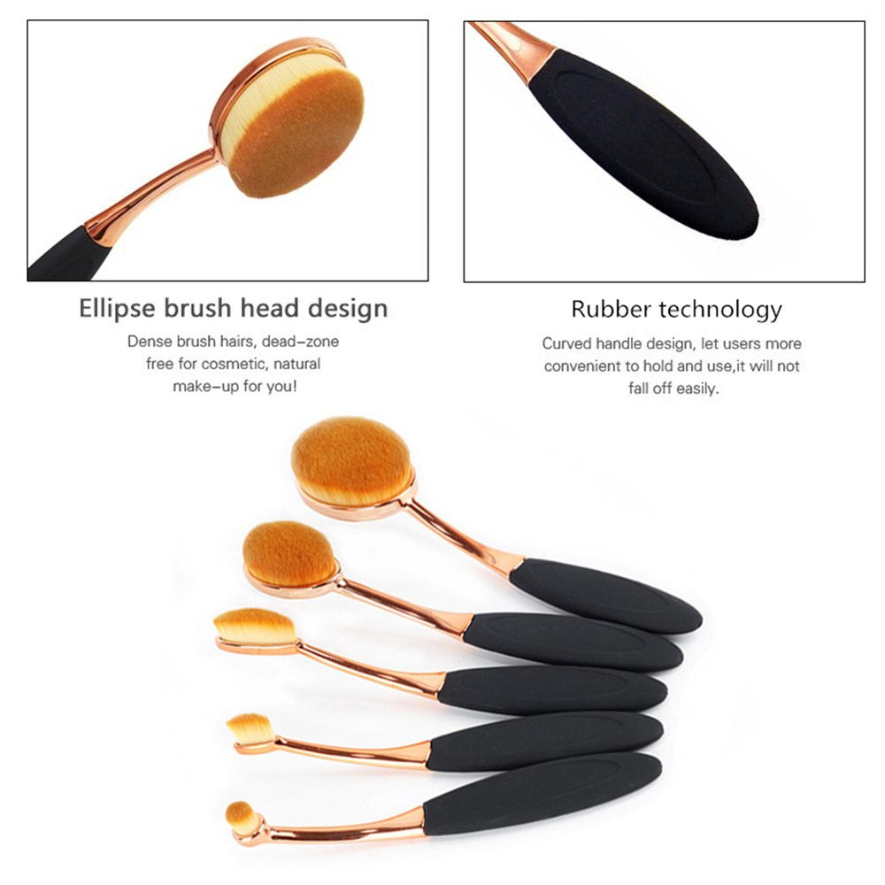 Yoseng oval foundation brush angled for contouring and precise definition on cheekbones.