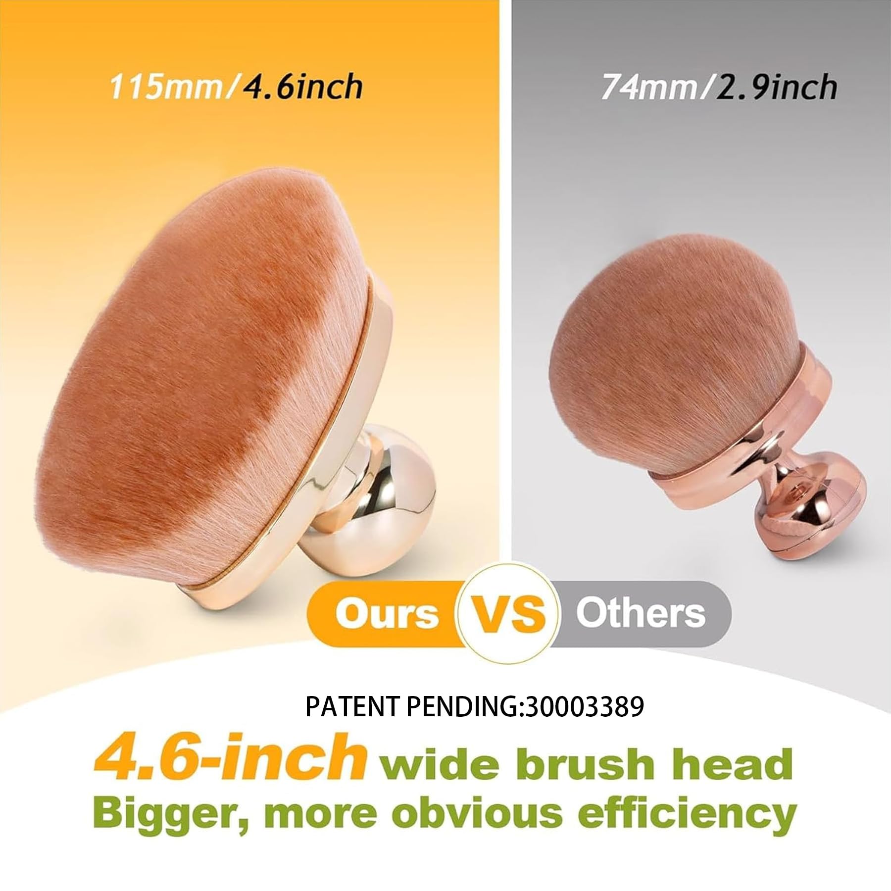 Yoseng rose-gold oval kabuki brush handle shown for precise blending