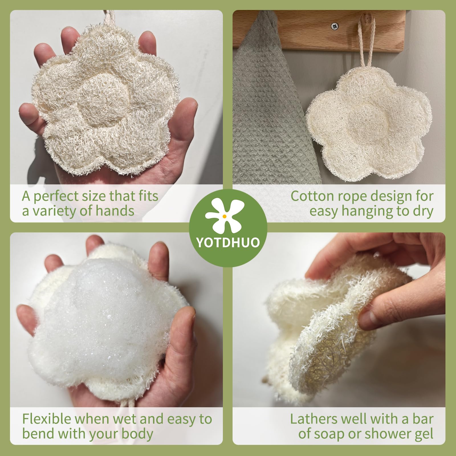 YOTDHUO gentle exfoliation Egyptian loofah for smoother skin.