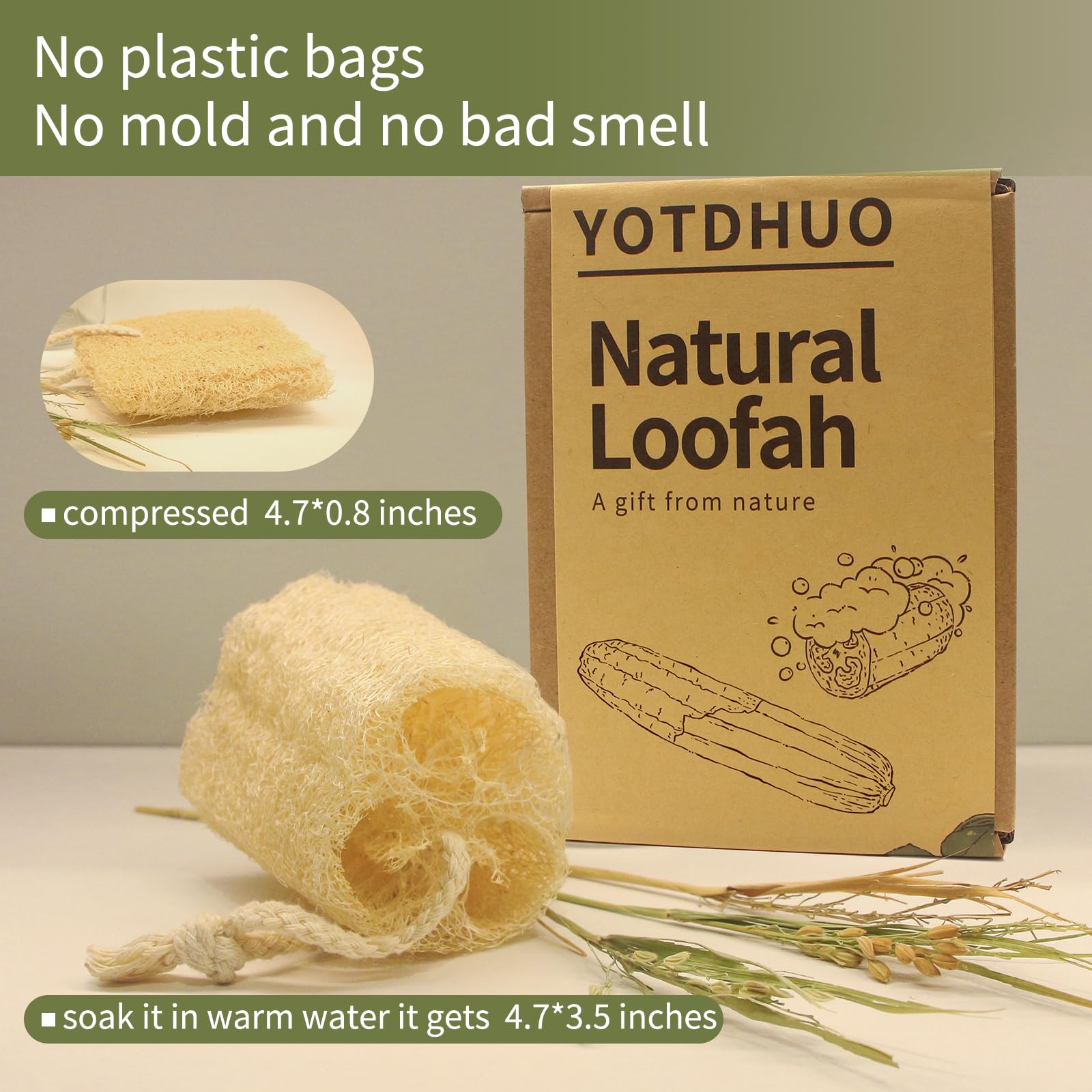 YOTDHUO loofah exfoliation close-up showing textured fibers for effective scrubbing.