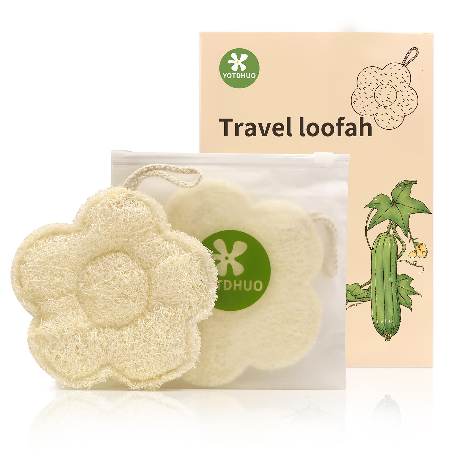 YOTDHUO travel loofah Egyptian sponge, space-saving for trips.