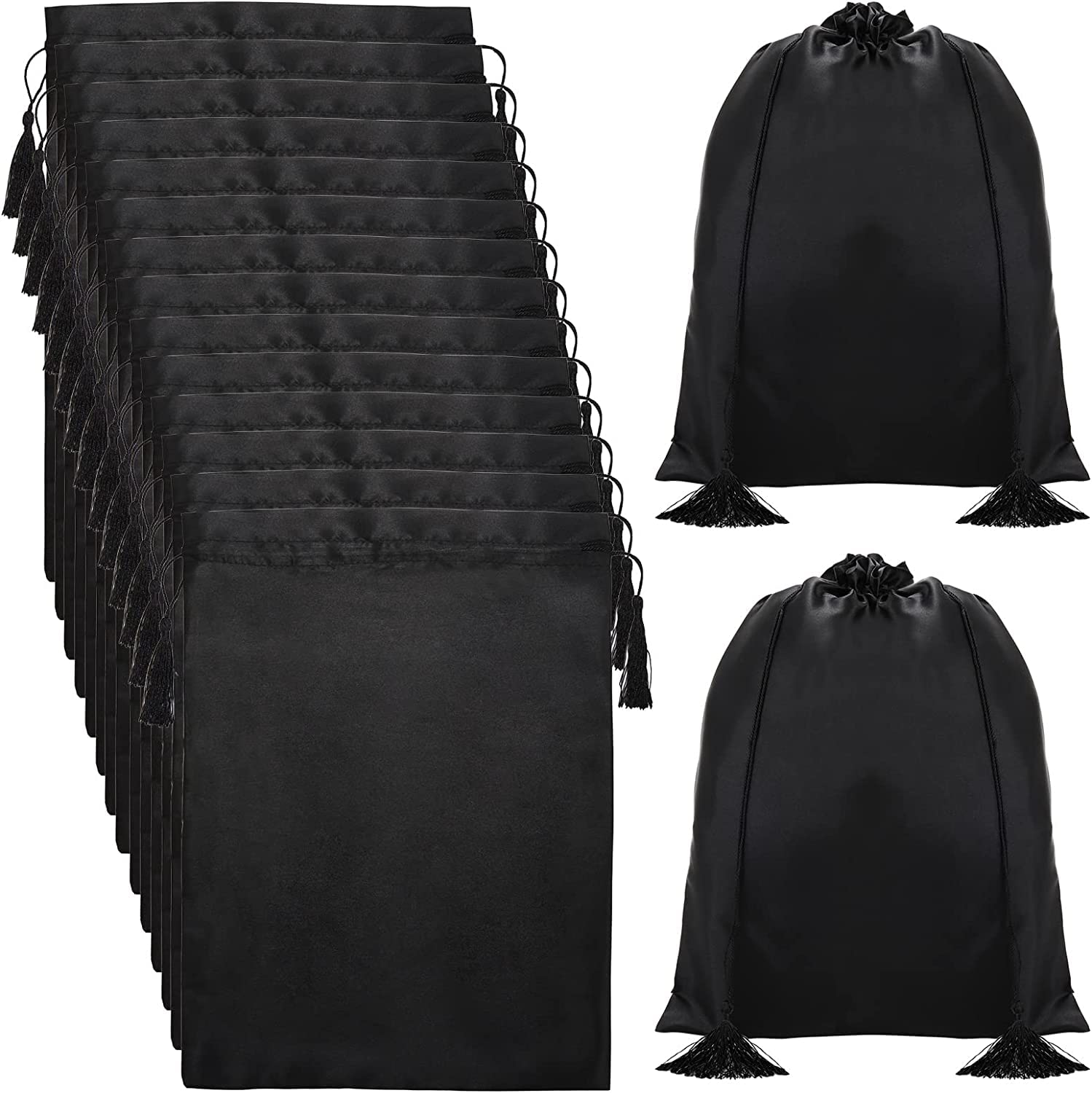 Youeon silk satin wig bags in 12x16 black protect wigs during storage and travel