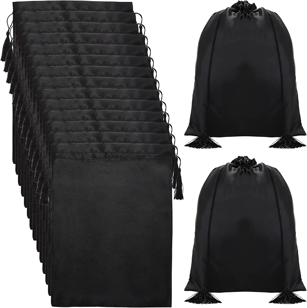 Youeon silk satin wig bags in 12x16 black protect wigs during storage and travel