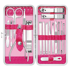 Yougai manicure set opens to reveal a sleek travel case for organized grooming on the go.