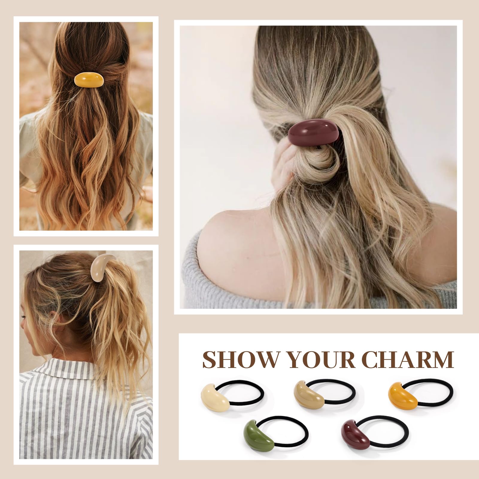 Yougeigy thick-hair hair ties stretch comfortably and resist losing shape