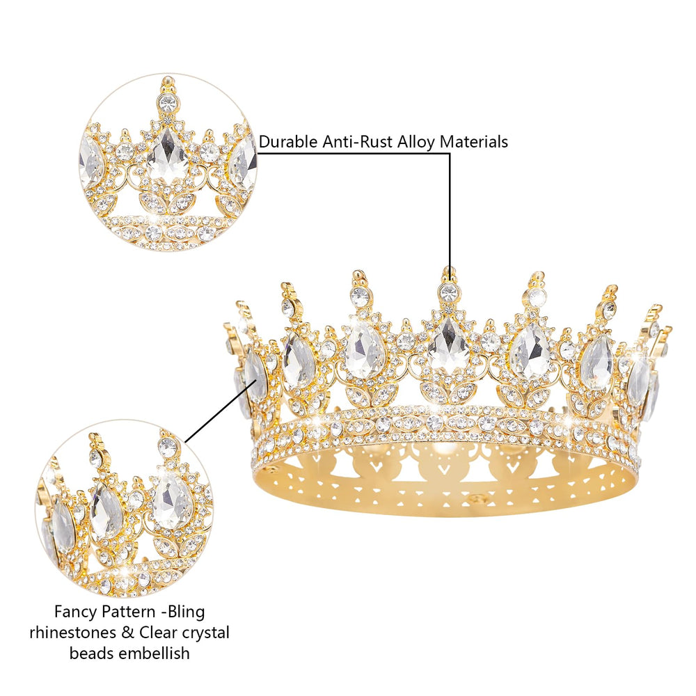 YOUlDIANZI bridal crown rhinestone gold detail showcases fine workmanship and timeless sparkle.