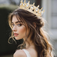 YOUlDIANZI cosplay crown rhinestone gold full glam touch for parties.