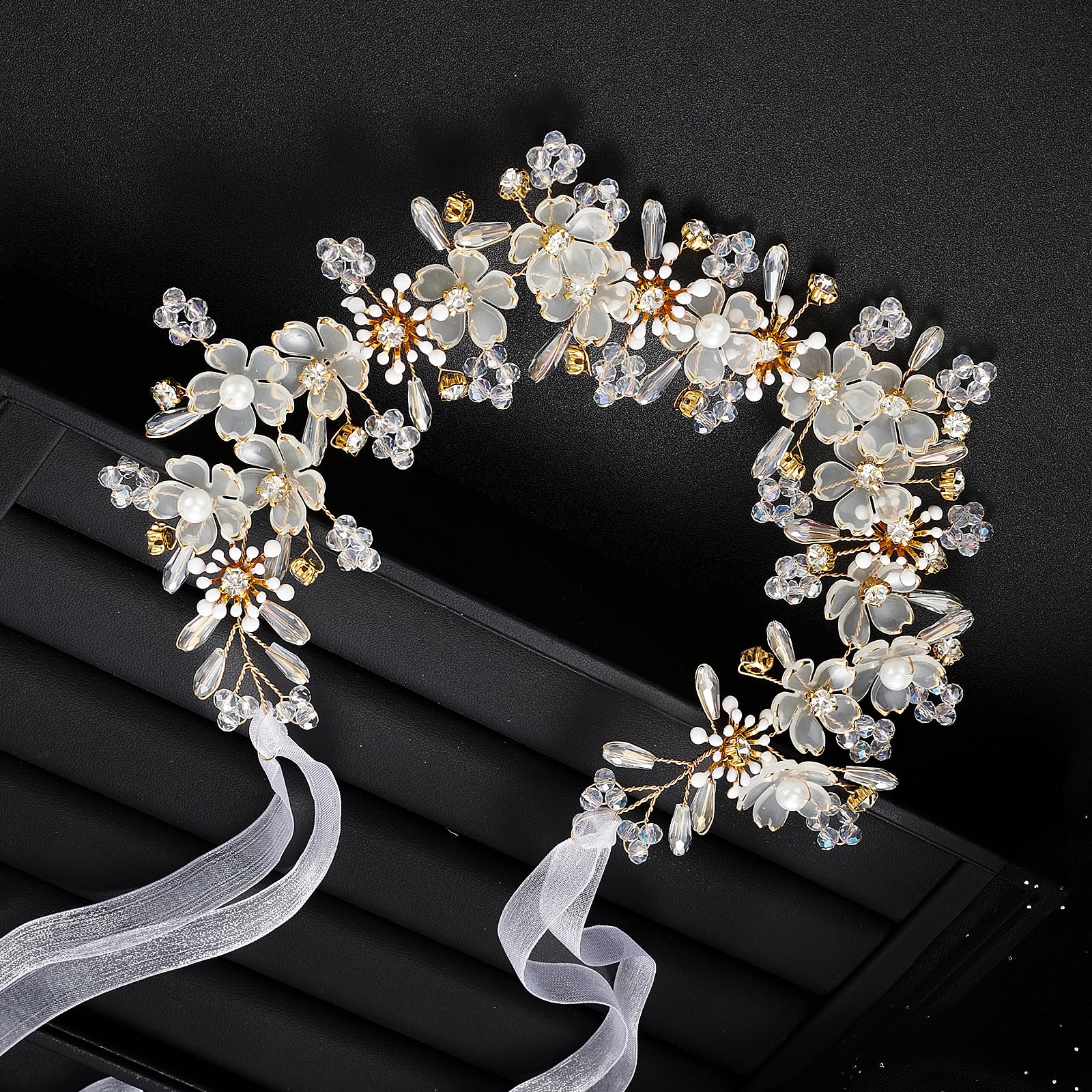 YOUlDIANZI Flower Princess Headpiece wedding-style crown with floral-pearl details
