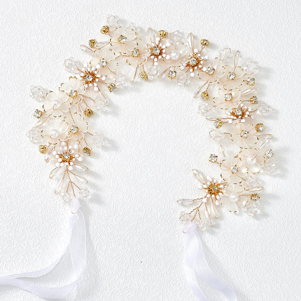 YOUlDIANZI Flower Princess Headpiece closeup pearls for elegant wedding day sparkle