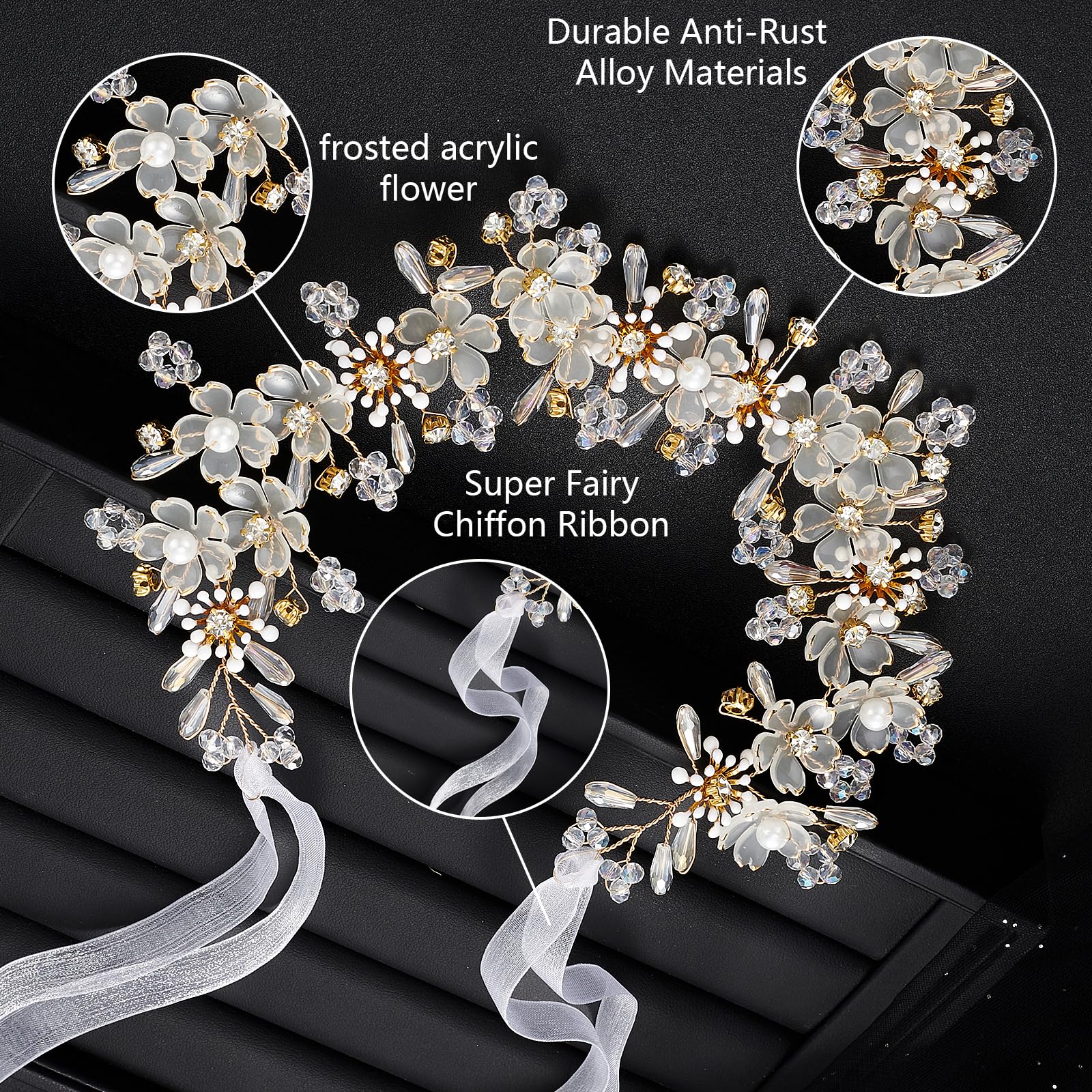 YOUlDIANZI Flower Princess Headpiece handmade with pearls and crystals craftsmanship