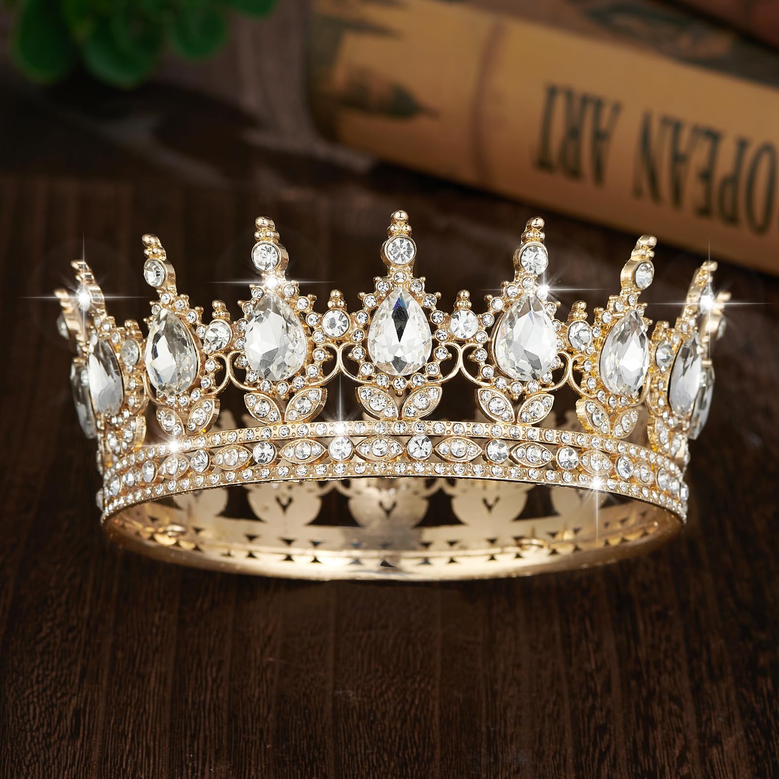 YOUlDIANZI gift crown rhinestone gold ideal for bridesmaids and celebrations.